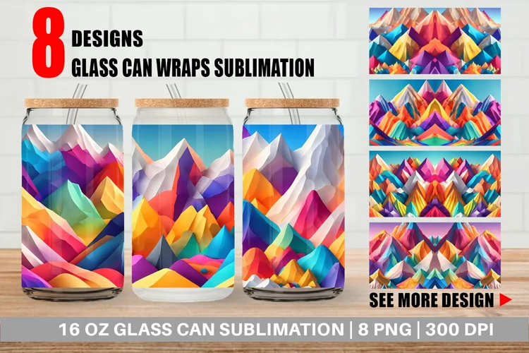 3D Paper Art Mount Glass Can Wraps