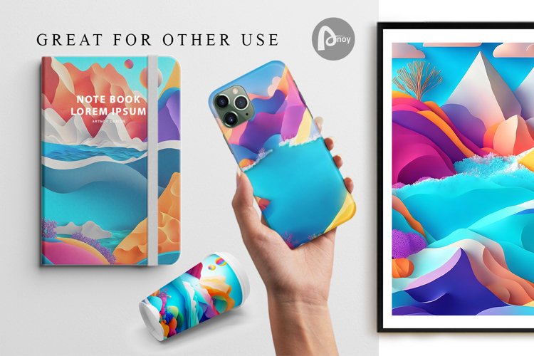 3D Paper Art Ocean | Digital Paper example image 1