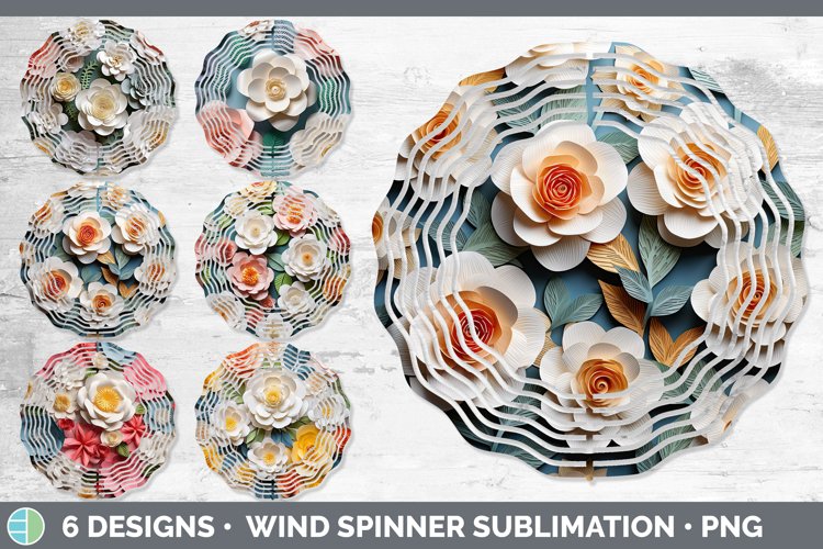 3D Paper Camellia Flowers Wind Spinner | Sublimation Spinner