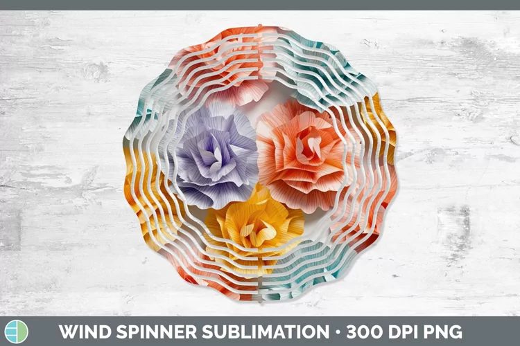 3D Paper Carnation Flowers Wind Spinner | Sublimation Spinne