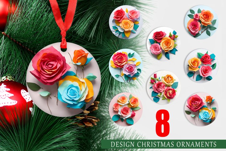 Christmas Ornaments 3D Paper Craft Roses