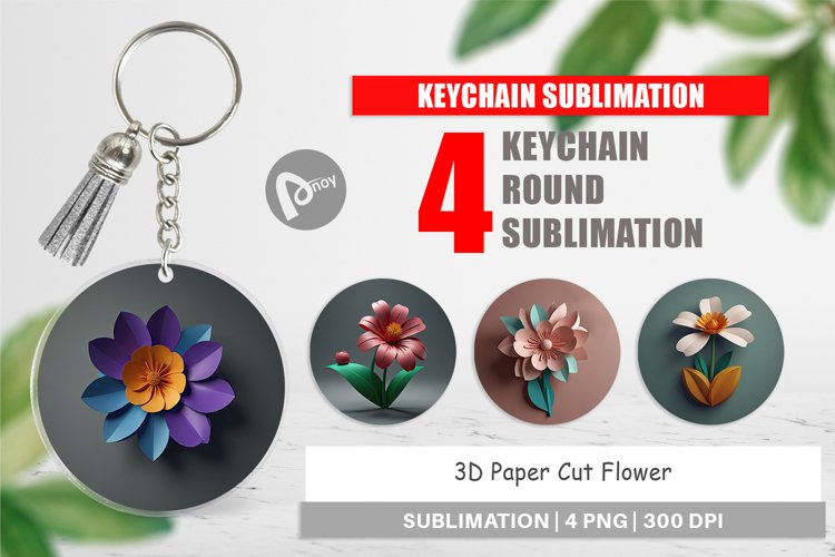 Keychain 3D Paper Cut Flower