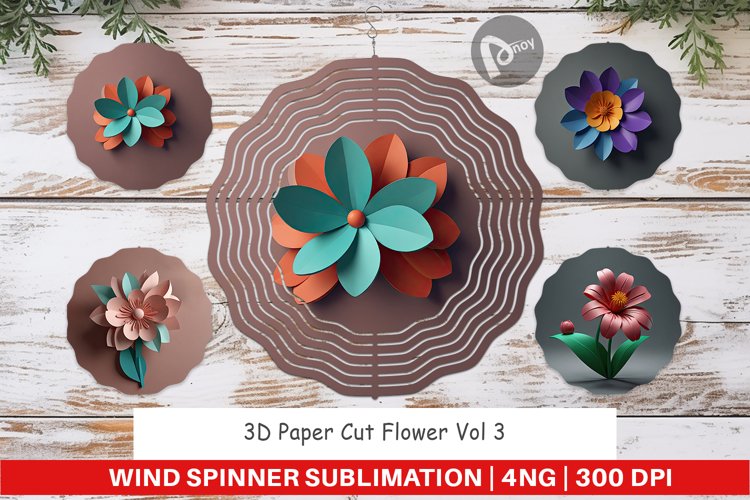 Wind Spinner 3D Paper Cut Flower example image 1