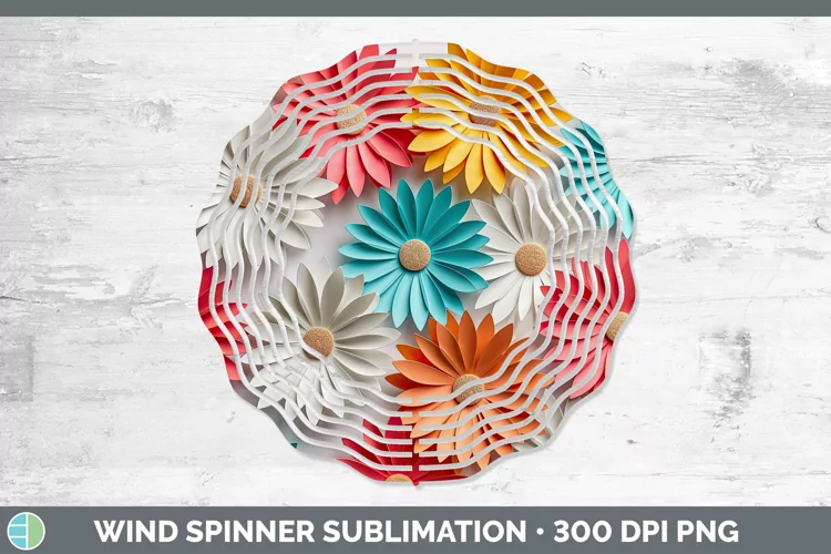 3D Paper Daisy Flowers Wind Spinner | Sublimation Spinner De