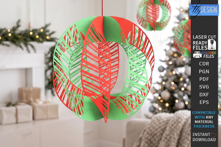 3D Christmas Ornament Paper Cut | Filigree Sphere Hanging Or