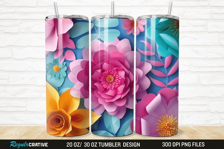 3D Paper Flower 20/30oz Skinny Tumbler example image 1