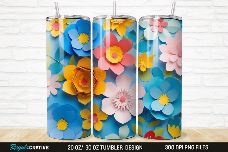 3D Paper Flower 20/30oz Skinny Tumbler example image 1