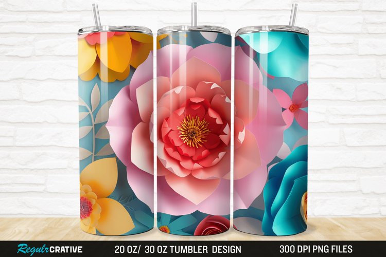 3D Paper Flower 20/30oz Skinny Tumbler example image 1