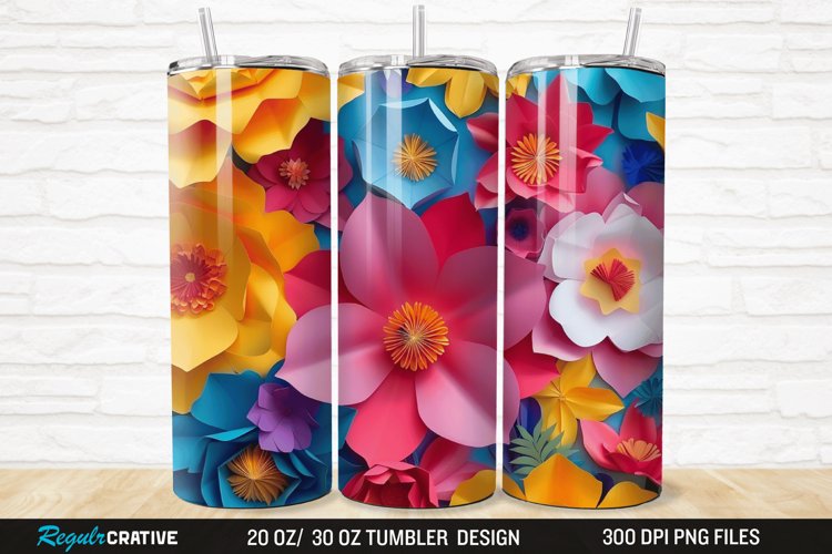 3D Paper Flower 20/30oz Skinny Tumbler example image 1