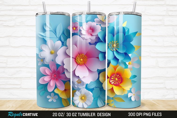3D Paper Flower 20/30oz Skinny Tumbler example image 1