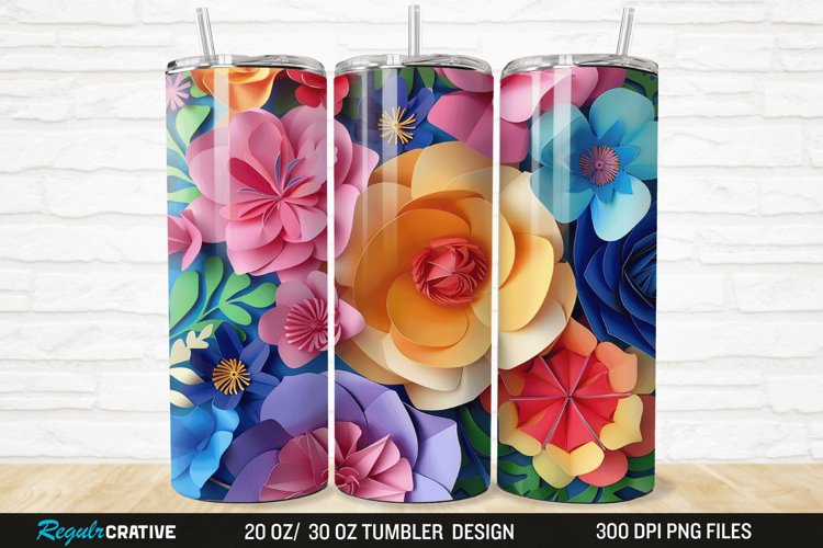3D Paper Flower 20/30oz Skinny Tumbler example image 1