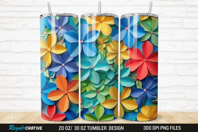 3D Paper Flower 20/30oz Skinny Tumbler example image 1