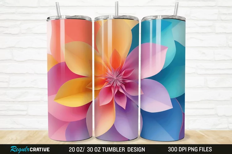 3D Paper Flower 20/30oz Skinny Tumbler