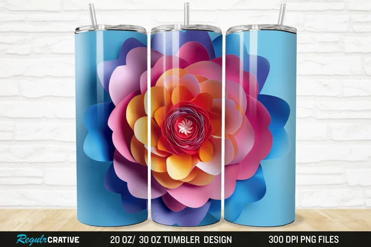 3D Paper Flower 20/30oz Skinny Tumbler
