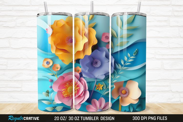 3D Paper Flower 20/30oz Skinny Tumbler example image 1