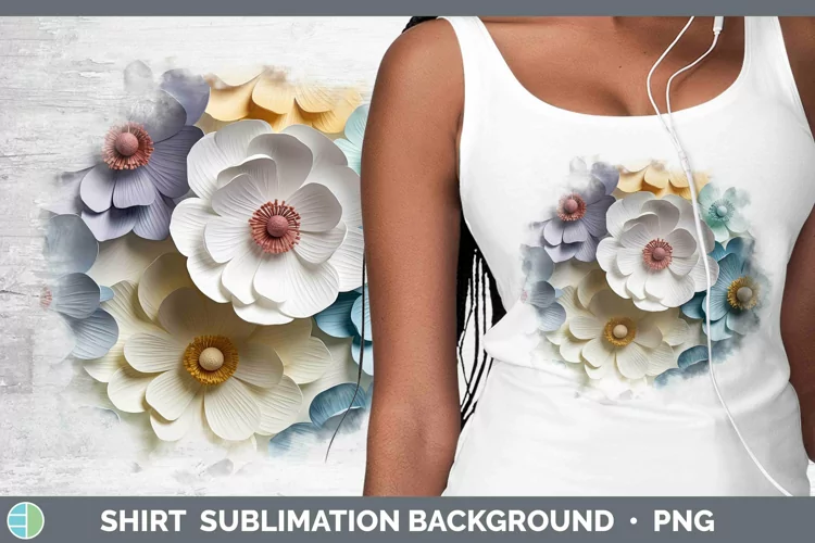 3D Paper Flowers Anemone Shirt Sublimation Sublimation Backg