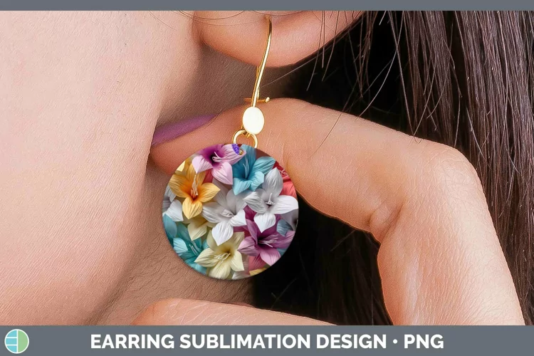 3D Paper Flowers Azalea Round Earrings Sublimation Earrings