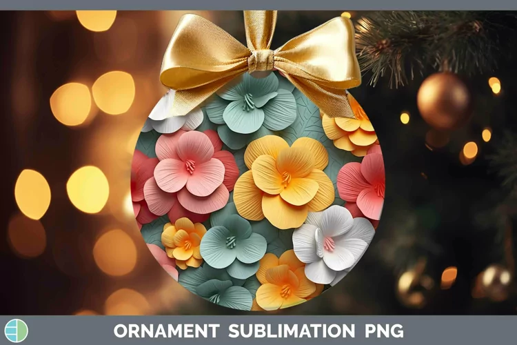 3D Paper Flowers Begonia Ornament Sublimation Bauble Designs