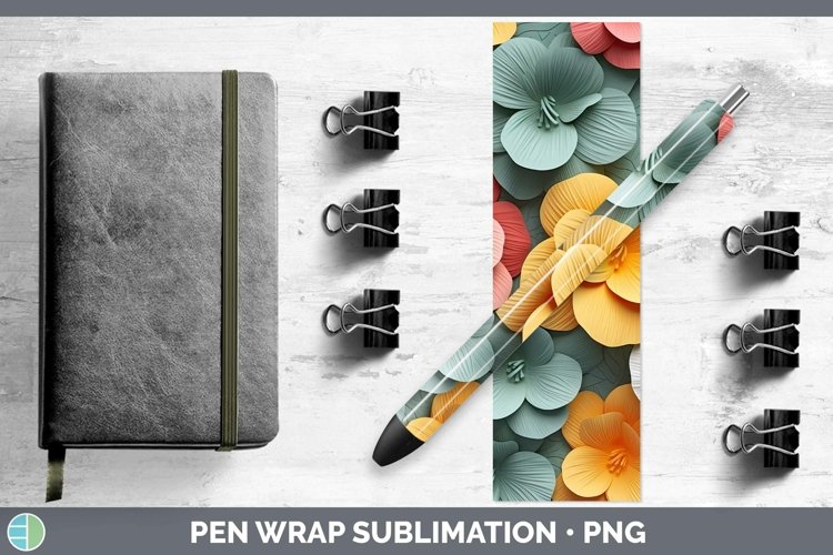 Gorgeous3D Paper Flowers Pen Wrap design.