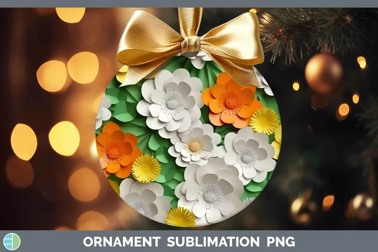 3D Paper Flowers Buttercup Ornament Sublimation Bauble Desig