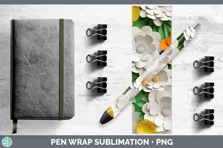 Gorgeous3D Paper Flowers Pen Wrap design.