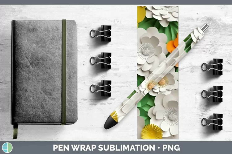 3D Paper Flowers Buttercup Pen Wrap Sublimation Epoxy Pen De