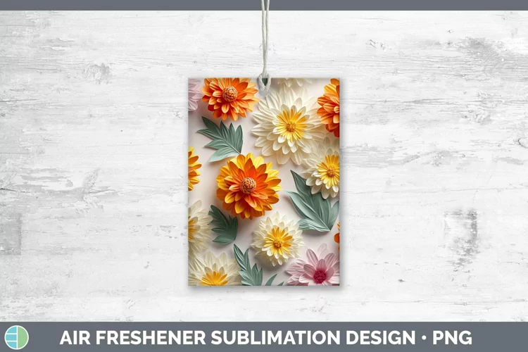 3D Paper Flowers Calendula Air Freshener Sublimation Car Fre