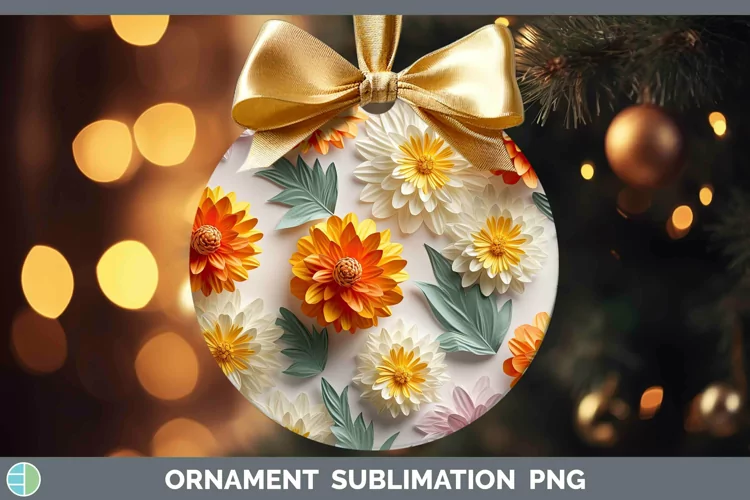 3D Paper Flowers Calendula Ornament Sublimation Bauble Desig