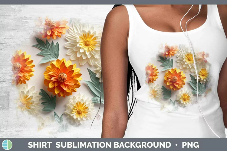 3D Paper Flowers Calendula Shirt Sublimation Sublimation Bac