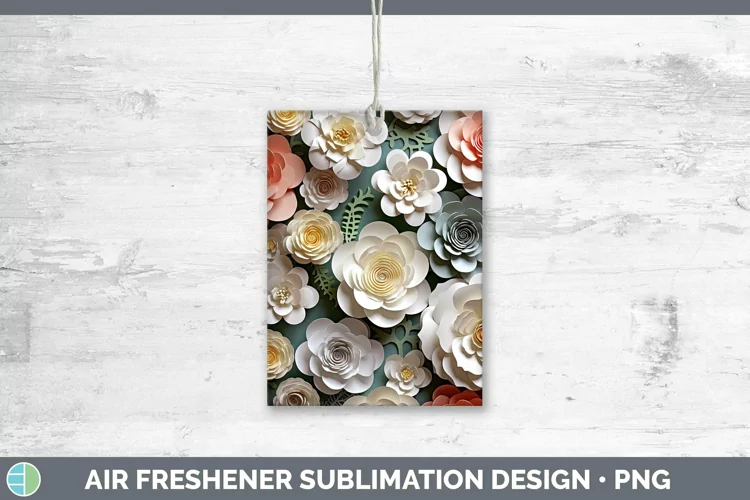 3D Paper Flowers Camellia Air Freshener Sublimation Car Fres