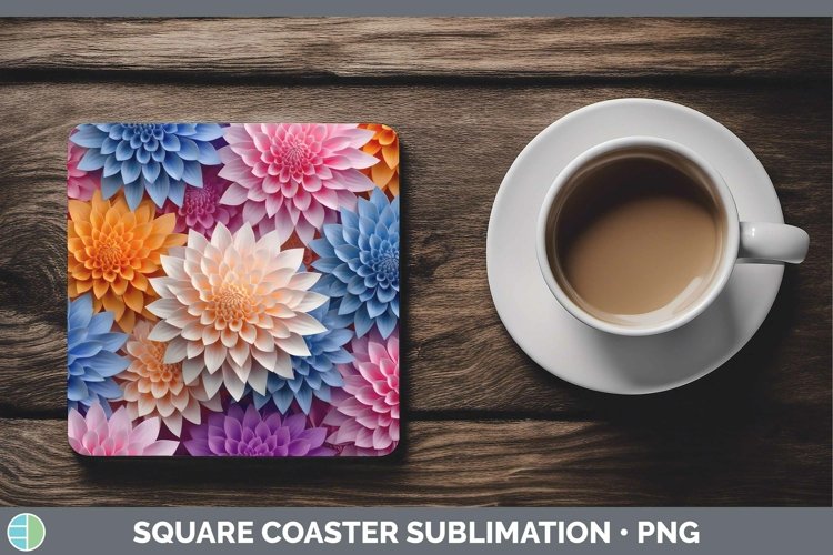 Gorgeous3D Paper Flowers Square Coaster design.