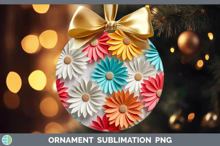 3D Paper Flowers Daisy Ornament Sublimation Bauble Designs