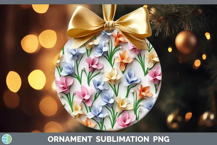 3D Paper Flowers Freesia Ornament Sublimation Bauble Designs