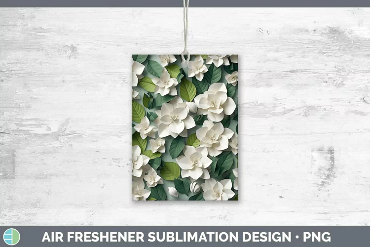 3D Paper Flowers Gardenia Air Freshener Sublimation Car Fres