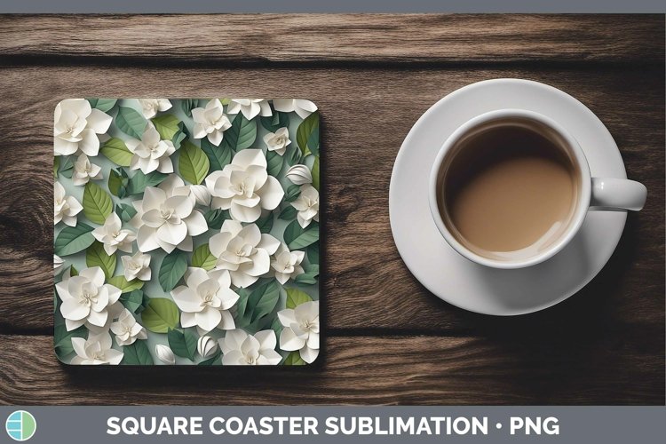 Gorgeous3D Paper Flowers Square Coaster design.
