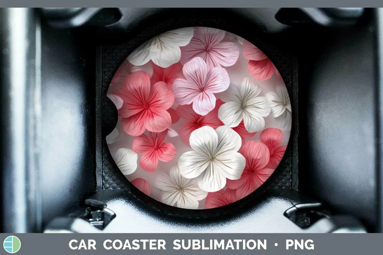 3D Paper Flowers Geranium Car Coaster Sublimation Coaster De
