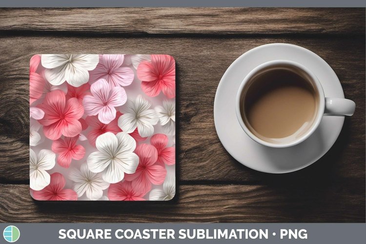 Gorgeous3D Paper Flowers Square Coaster design.