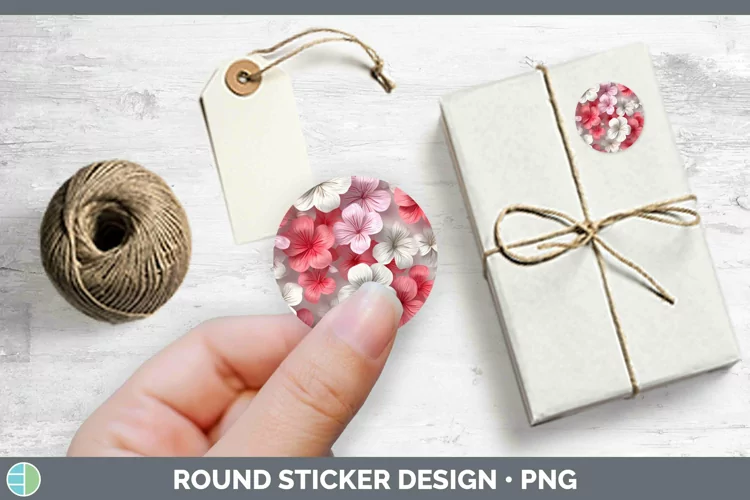 3D Paper Flowers Geranium Stickers | Round Labels Designs