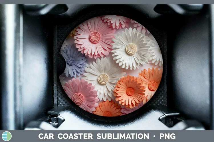 3D Paper Flowers Gerbera Daisy Car Coaster Sublimation Coast