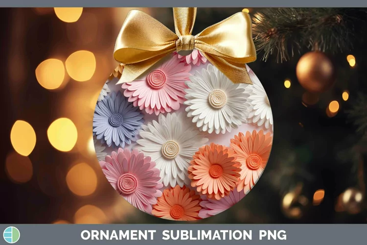 3D Paper Flowers Gerbera Daisy Ornament Sublimation Bauble D