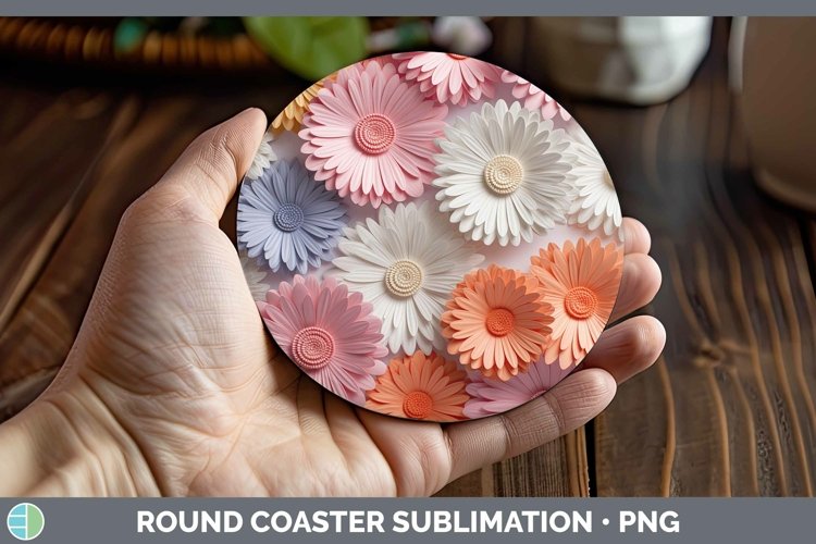 Gorgeous3D Paper Flowers Round Coaster design.
