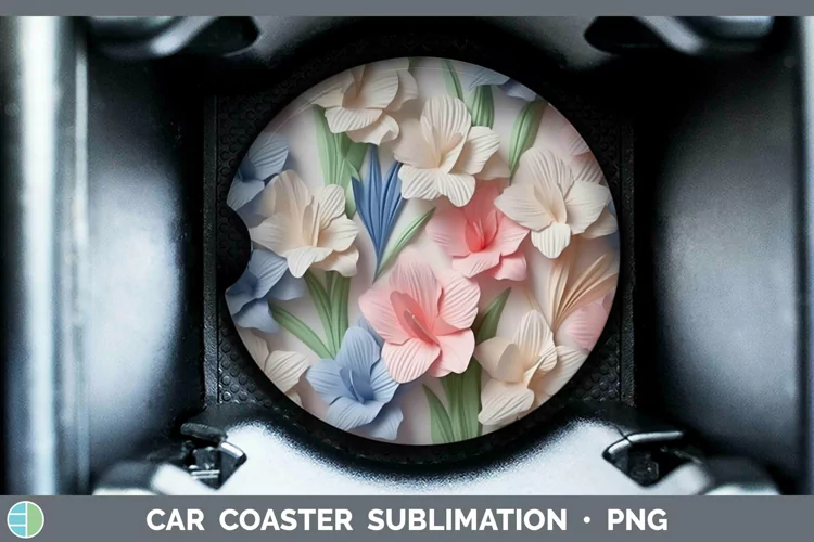 3D Paper Flowers Gladiolus Car Coaster Sublimation Coaster D