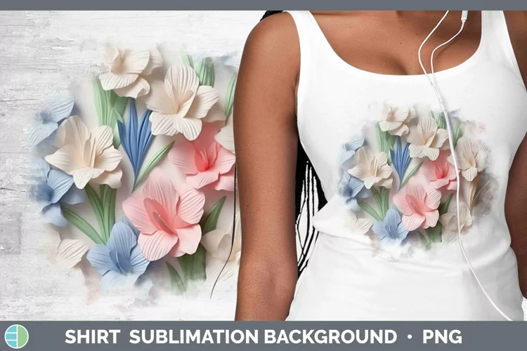 3D Paper Flowers Gladiolus Shirt Sublimation Sublimation Bac