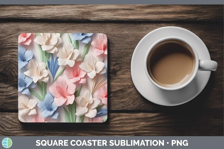 Gorgeous3D Paper Flowers Square Coaster design.