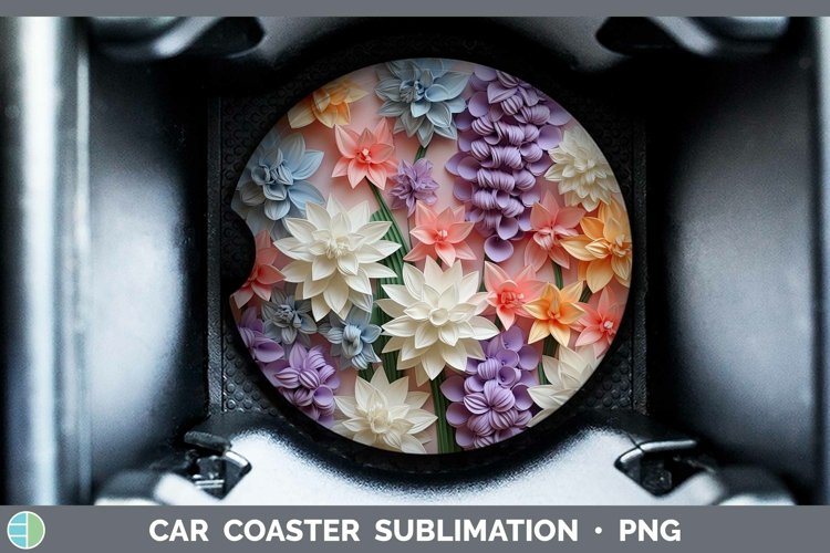 Gorgeous3D Paper Flowers Car Coaster design.