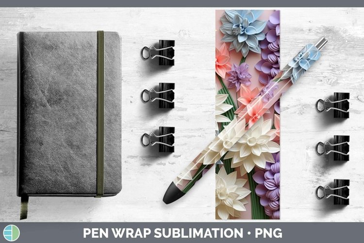 3D Paper Flowers Hyacinth Pen Wrap Sublimation Epoxy Pen Des