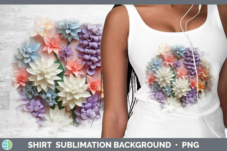 3D Paper Flowers Hyacinth Shirt Sublimation Sublimation Back