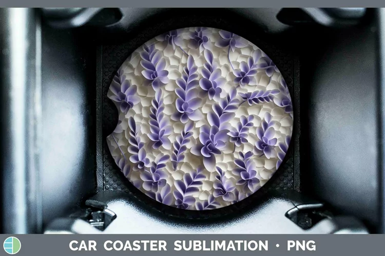 3D Paper Flowers Lavender Car Coaster Sublimation Coaster De