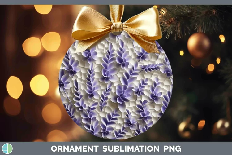 3D Paper Flowers Lavender Ornament Sublimation Bauble Design