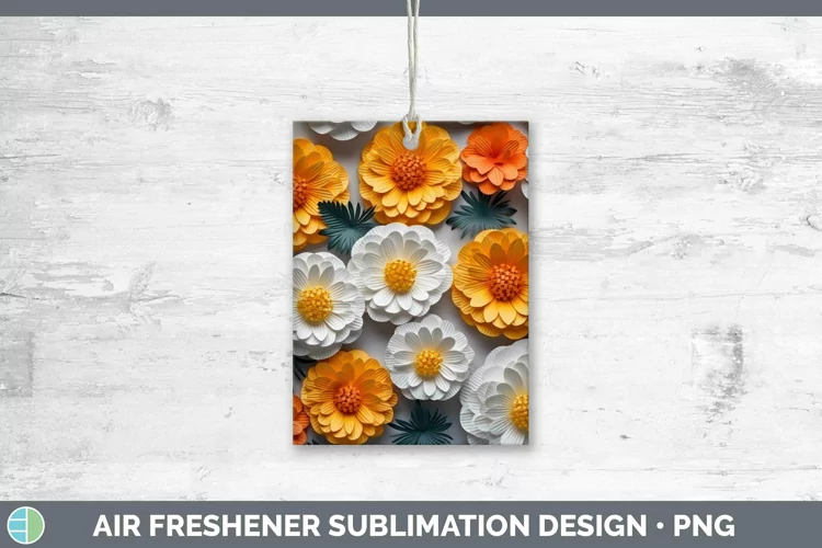3D Paper Flowers Marigold Air Freshener Sublimation Car Fres